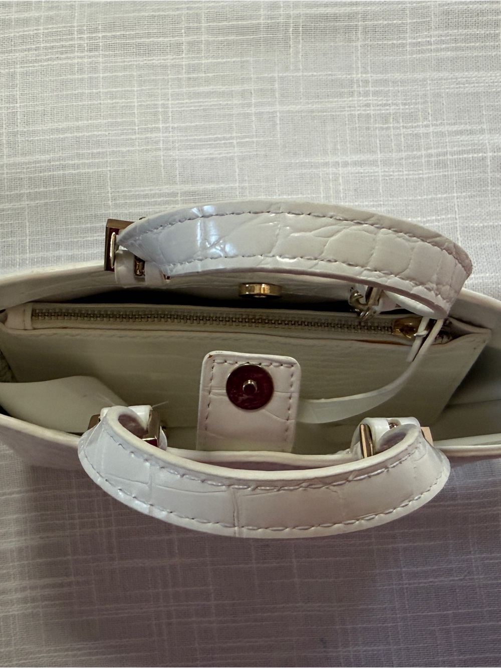 Zara White Croc Embossed Mini Satchel Top Handle Bag Chain Strap Coin Purse - Picture 10 of 11